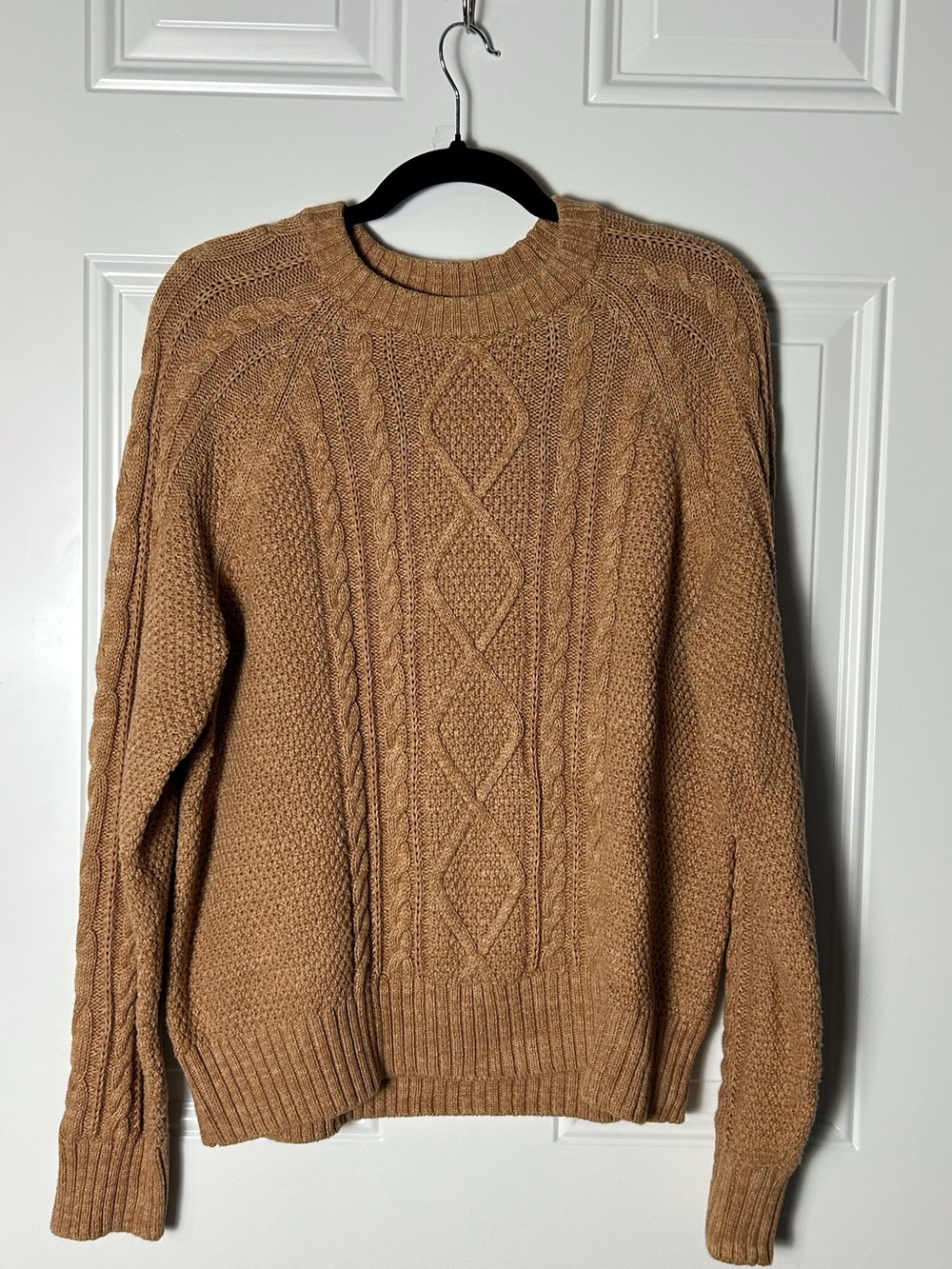 GAP Men's Cable Knit Crewneck Sweater - Camel/Tan 100% Cotton Classic Timeless M